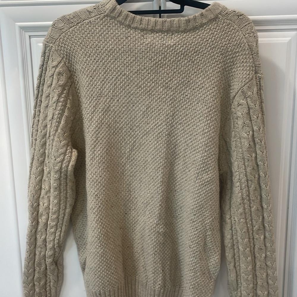 Goodfellow & Co Mens Large Cable knit Sweater Oatmeal Long Sleeve Crewneck - Picture 5 of 11